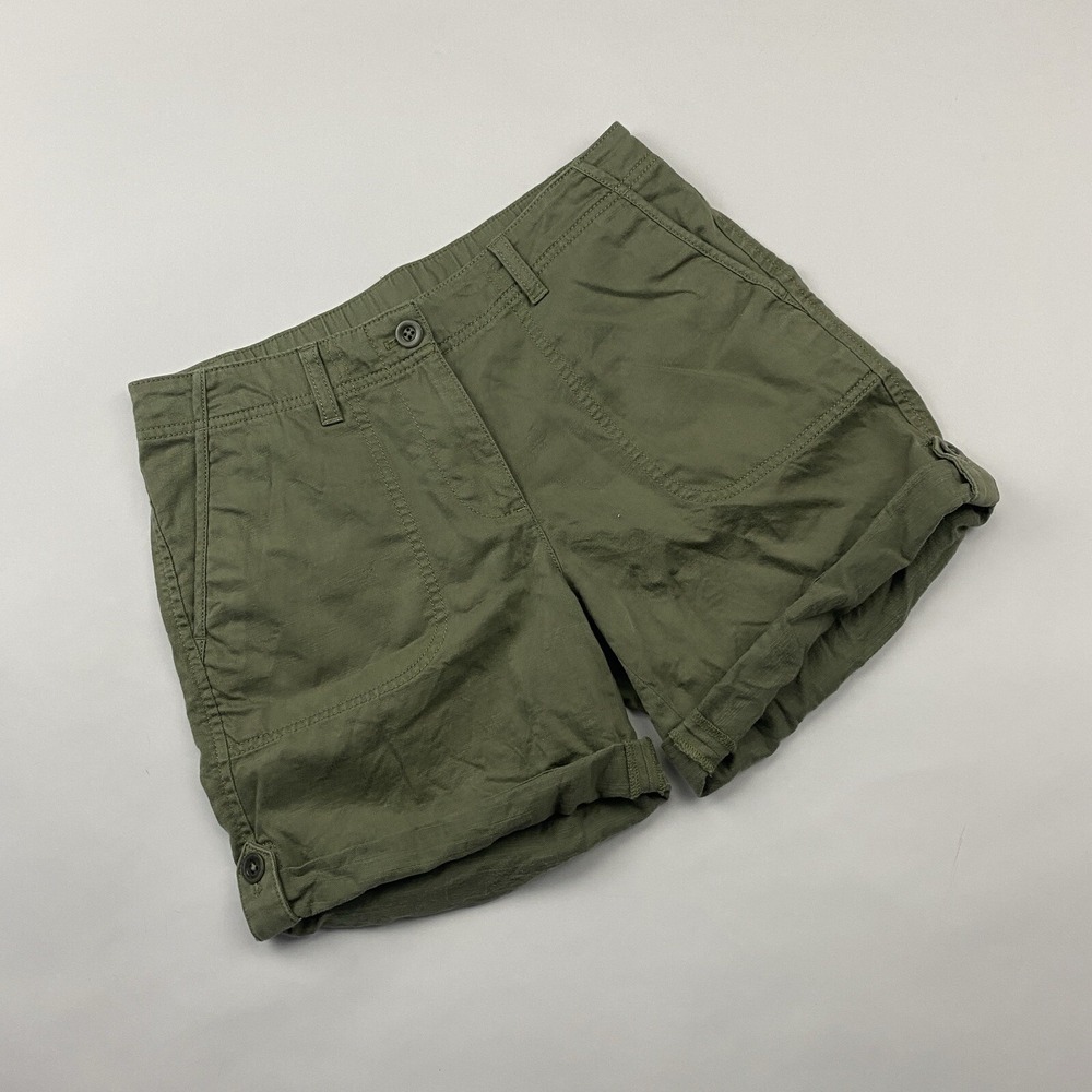 Talbots Green Roll Tab Cuffed Hem Chino‎ Shorts Sz 2 Cotton Lyocell LINEN Blend - Picture 5 of 9
